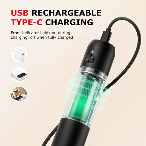 Rechargeable Handheld Milk Frother With USB C Charging, Cordless Electric Foam Maker and Stainless Steel Whisk showing USB-C charging