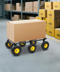 Totally Savage Six Wheel All Terrain Furniture Dolly With 1200 Pound Capacity Built Like A Tank For Heavy Duty Moving Rugged Carbon Steel Frame And Rock Solid Rubber Wheels For Easy Move On Carpet Tile Floors And Bumpy Concrete Ground, loaded with box