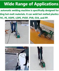 Professional Pro Level Ready 5500W Electric Hot Air Plastic Welder Delivers Quick Speed Tweaks And Steady Airflow For PVC TPO Roof Seams On Commercial Jobsites Daily in action welding different plastics.