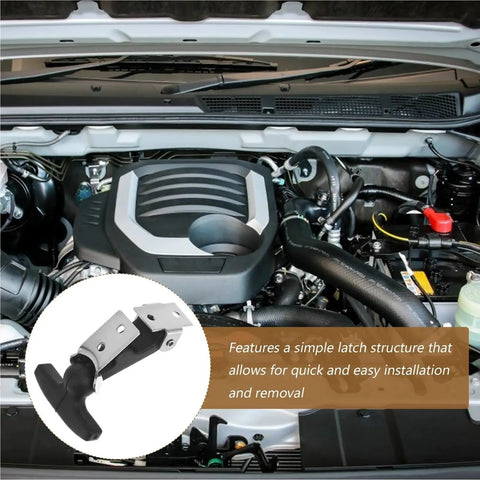 Engine bay highlighting 5 Pack Flexible Rubber T-Handle Draw Latches With Hood Lock for cars and trucks.