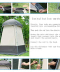 All In One Portable Outdoor Shower Tent Changing Room Privacy Shelter For Camping And Hiking setup instructions and assembled view