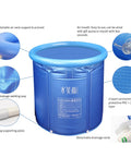 Portable Foldable Ice Bath And Hot Tub For Athletes Pro Grade Unisex Inflatable Three Layer PVC Spa with features labeled