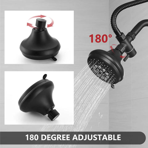 Adjustable High Pressure Dual Shower Head For Couples In Slick Matte Black Finish With Heavy Duty 304 Stainless Steel Build For Your Ultimate Bathroom Setup And Smooth Flow