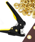 Heavy Duty Grommet Tool Kit And Eyelet Punch Machine With Three To Five Inch Die Comes With 80 Gold Brass Grommets for tarps and leather