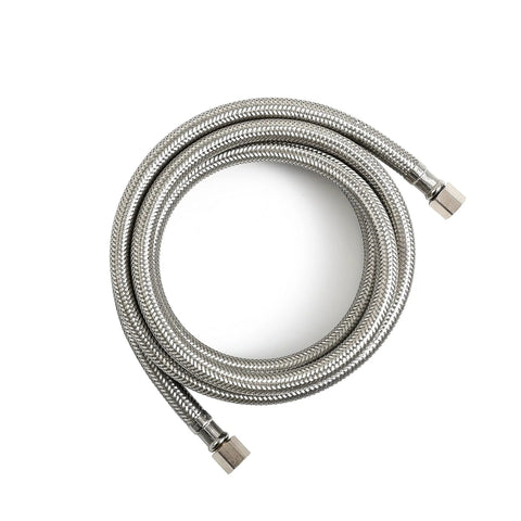 6 ft braided stainless steel ice maker water supply hose with 1/4 in x 1/4 in compression connections