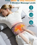 Woman using 67 Inch Cordless Heating Pad For Back Pain Relief With 3 Heat Levels And 5 Vibration Intensities, lying on couch