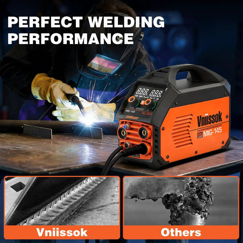 Versatile 5 In 1 Welder For Home Shop 110V 220V dual voltage shown during welding process with LED digital display