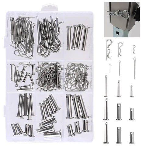 All In One Pro Grade Stainless Steel Fastener Kit 122 Piece Clevis Pins And Cotter Clips Set With M4 To M8 Clevis Pins