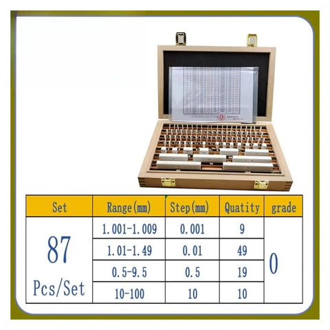 Rock Solid Ceramic Rectangular Gauge Block Set 87 Piece Dead On Accuracy Calibration Kit for precise tool measurement.