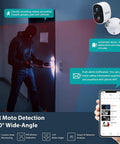 Wireless Outdoor Security Camera System With 1080P Two Way Audio And Full Color Night Vision detecting motion, displaying mobile alerts.