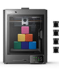 Centauri Carbon CoreXY 3D Printer with colorful blocks, auto calibration, built-in camera, and 320C nozzle, showcasing 256x256x256mm build volume.
