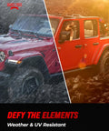 Jeep Fire Extinguisher Mount For Offroad Roll Bar Holder Badass Wrangler And Gladiator Accessory shown in rough weather conditions