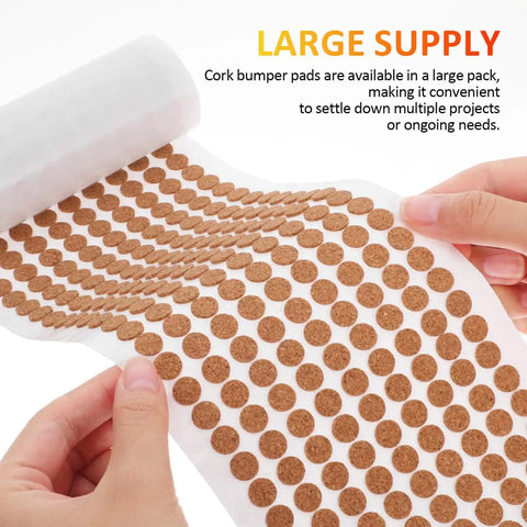 Killer Grip Peel And Stick Cork Bumper Pads For Kitchen Cabinets Furniture Drawers Self Adhesive dots in a large pack, 0.39 inches.