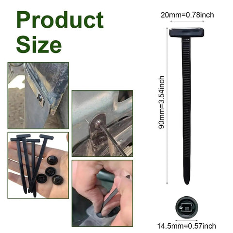 Heavy Duty Nylon Cable Tie Buckle With Pin And Button shown with 20x90mm size, universal zip ties for car engine guard trunk lining repair, 800 pack.