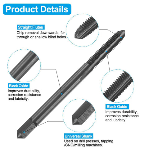 Pro Grade Tap And Drill Bit Set For DIY Projects Includes Two 8 40 UN Taps And Two 3 5mm Drill Bits in Black Oxide HSS 6542 High Speed Steel