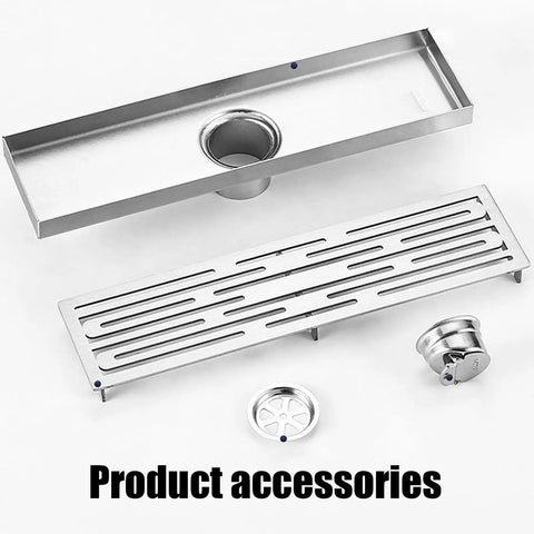 Heavy Duty 304 Stainless Steel Rectangular Linear Shower Drain Grate With Built In Hair Strainer For Bathroom Floors Fast Drainage No Clog Nonsense accessories