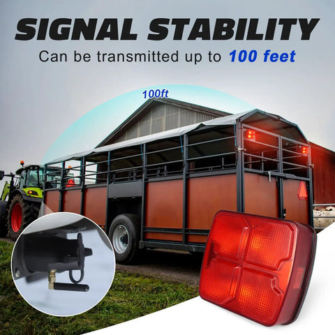 Wireless Trailer Lights Kit With Magnetic LED Tow Light Rechargeable Battery 7 Way To 4 Way Transmitter trailer use
