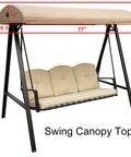 Replacement Canopy Top For Model GSS00132D Cunningham 3 Seater Patio Swing Top Only Custom Fit Outdoor Swing Cover
