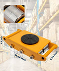 Beefy Heavy Duty Machinery Moving Skates 12 Ton Machine Skates with 360 Degree Rotation Cap and 8 Steel Rollers in warehouse