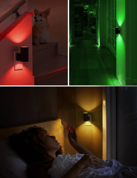 LED Night Light Plug In Wall Color Changing RGB With Dusk To Dawn Sensor Cozy Vintage Black Frame Night Light For Hallway Bedroom