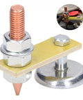 Heavy Duty Magnetic Ground Clamp For Welders That Grips Tight To Any Metal Surface, features copper terminal and adjustable design.