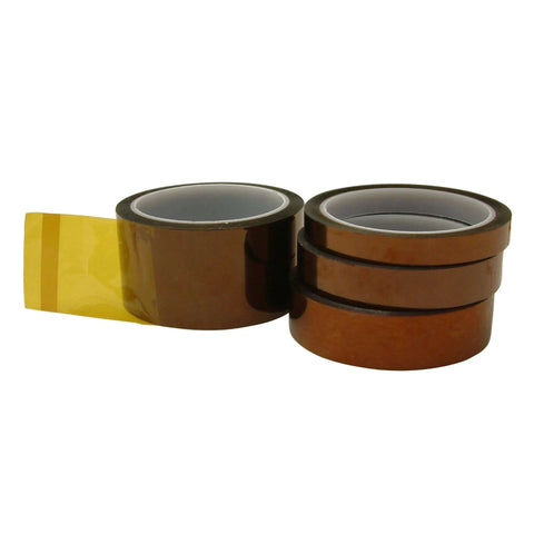 Kapton Polyimide Film Tape 1 Mil With Silicone Adhesive, 2 In By 36 Yds Amber Transparent, ideal for PCB wave soldering.