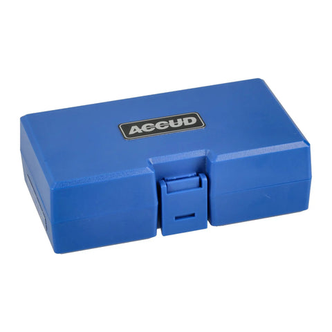 Blue plastic case for Dial Test Indicator With Real Deal Precision, 0.03 Inch Range And 0.0005 Inch Accuracy, 1.457 Inch Diameter.