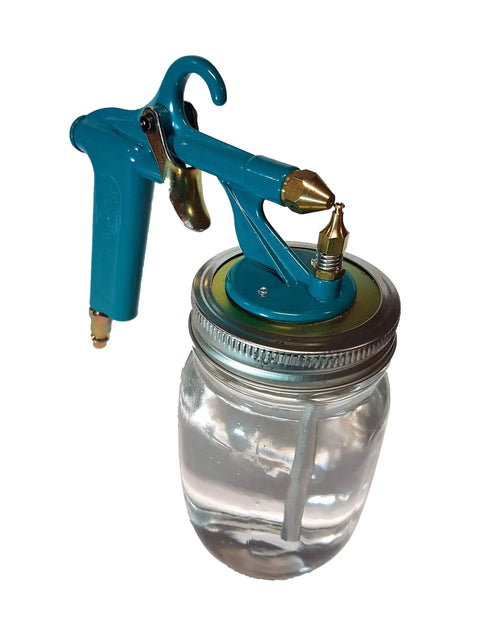 DIY Painter Siphon Gun Spray Kit For Home Projects, Compressor Mounted, 3 CFM At 90 PSI, blue spray gun with mason jar