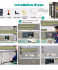 Installation steps for Rock Solid Invisible Drywall Access Panel Kit featuring slick steel build and effortless press to pop opening.