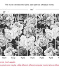 Black And White Peonies Watercolor Floral Wallpaper Mural Dope Look For Bedroom And Living Room Not Peel And Stick 141 X 96 Inches, Cut Into 7 Strips, Paste Required, Easy Assembly