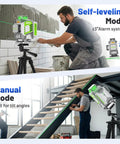Self Leveling 360 Degree Green Cross Line Laser Level With Receiver For Outdoor Use Up To 660 Feet 4x360 Degree Coverage on tripod during tile and stair layout