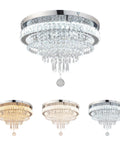 Modern 19.7 Inch Crystal Chandelier LED Flush Mount Ceiling Light Showpiece For Living Room Dining Room And Bedroom, 3 light colors