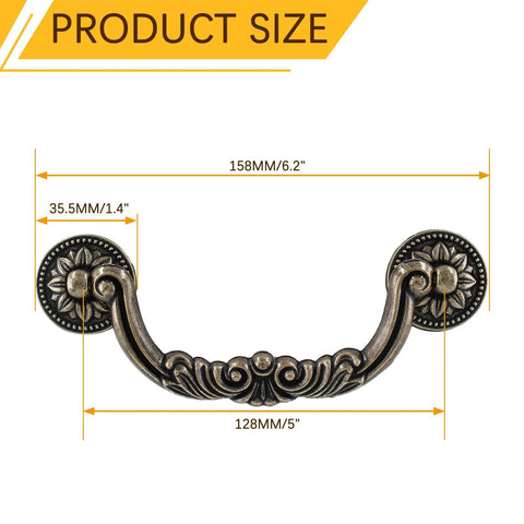 4 Pack Antique Bail Drop Drawer Pulls 158mm Overall Length With 128mm Hole Center Spacing Vintage Bronze Dresser Handles