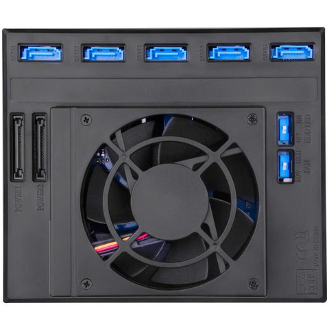 Solid As A Rock Pair Of Internal Hot Swap Drive Cages Converts Three 5.25 Inch Bays Into Five 3.5 Slot Enclosures For Sas And Sata Discs With Sleek Aluminum Chassis And No Sweat Quick Setup with mounted cooling fan and connectors.