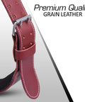 Close-up of buckle on Heavy Duty Leather Work Belt With Padded Mesh Comfort And Adjustable Fit Two Point Five Inch Wide Tool Belt