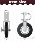 Heavy Duty Gate Wheels For Metal Swing And Sliding Fences Built To Crush A Massive Five Hundred Pound Weight Limit So Your Backyard Or Ranch Gate Rolls Smooth With Zero Sweat Includes Two Tough Support Casters, showing dimensions and design.