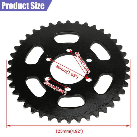 35 Chain Rear Sprocket 40 Tooth Compatible With Mini Bikes Coleman CT100U CC100X Baja Motorsports Doodle Bug DB30 dimensions