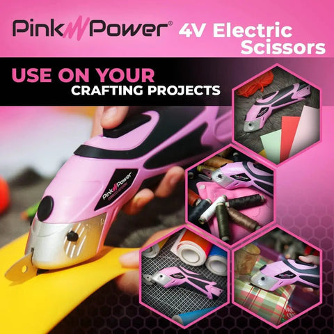 Cordless Electric Scissors For Crafts And Sewing Heavy Duty Fabric Cutter And Cardboard Box Cutter Rotary Shears For Scrapbooking And Carpet Projects Automatic Cutting Tool With Battery And Charger, pink 4V cordless model for fabric and paper