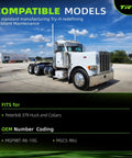 White Peterbilt 379 truck with stainless steel 3/16 inch rivet kit, compatible with Huck and Collars, parked outdoors.