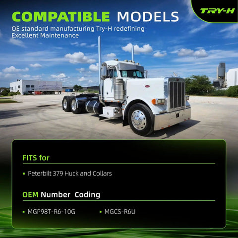 White Peterbilt 379 truck with stainless steel 3/16 inch rivet kit, compatible with Huck and Collars, parked outdoors.