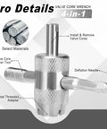 4 In 1 Valve Core Removal Tool For Cars Motorcycles And Bikes Universal Tire Stem Tool For Removing And Installing Valve Cores Durable Electroplated Metal Easy To Use Perfect For Auto Repair And Maintenance 1 Pack with cross-shaped design