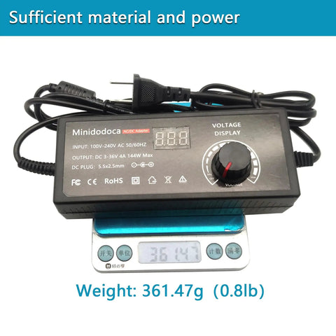 Total Beast 144W Power Supply Adjustable Dc 3V To 36V Variable Ac Dc Adapter with voltage display and adjustable dial.