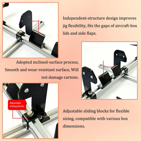 Slick Manual Carton Folder And Aircraft Box Folding Jig features adjustable sliding blocks for flexible sizing and durability.