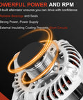 Close-up of Premium 120 Amp Alternator Replacement for 2019 2020 2021 2022 Nissan Altima 2.5L with A005TE0381ZX part number