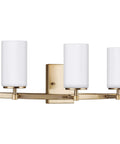 Alturas Three Light Vanity Fixture For Wall And Bath In Satin Brass Sleek 22 Inch Wide 9.1 Inch Tall Steel Construction