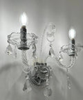 Crystal Wall Sconce Light With Double Heads And Pendant European Style Wall Lamp for Hallway features sparkling crystals and dual lights.