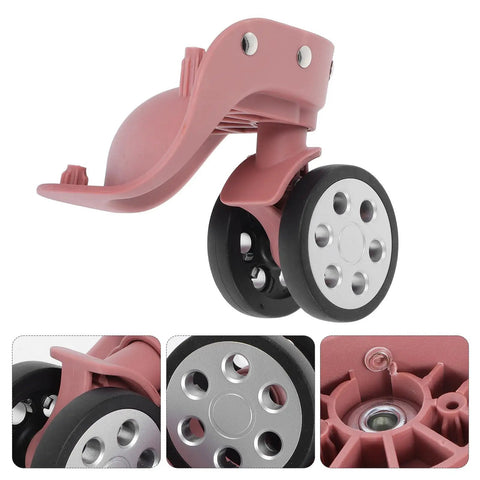 Two Pairs Suitcase Wheel Replacement With 360 Degree Swivel And Quiet Operation ABS Luggage Spinner Wheels Spare Parts For Travel Easy Install Trolley Repair For Hard Sided Suitcases rose gold wheel close-up
