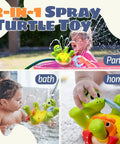 Rechargeable Turtle Bath Toy Sprinkler for Toddlers with Belly Sprayer and Five Rings in bathtub and pool settings