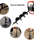 Beast Of A Gas Powered Post Hole Digger With 62cc Two Stroke Engine Earth Auger Kit in use with different drill bits shown