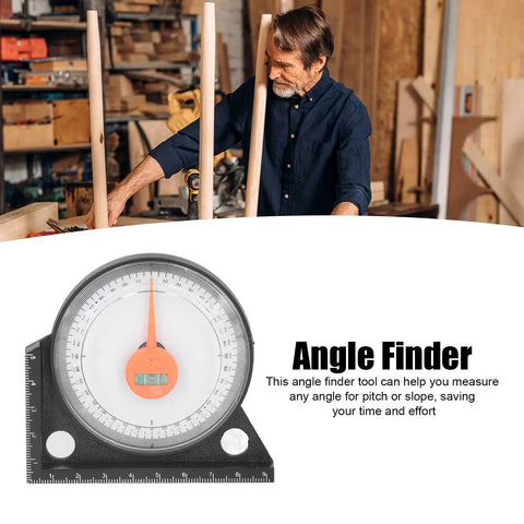 Slick Magnetic Angle Finder Tool With Clear Scale And Heavy Duty Plastic Build For Carpentry Woodworking And Metalworking Tasks That Bring In Hella Precise Readings Zero Hassle Guaranteed, measuring angles in a workshop setting.